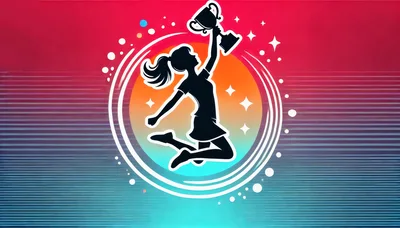 Silhouette Of A Girl Jumping With A Trophy