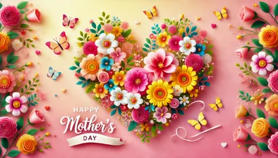 Happy Mother's Day Floral Heart Greeting Card