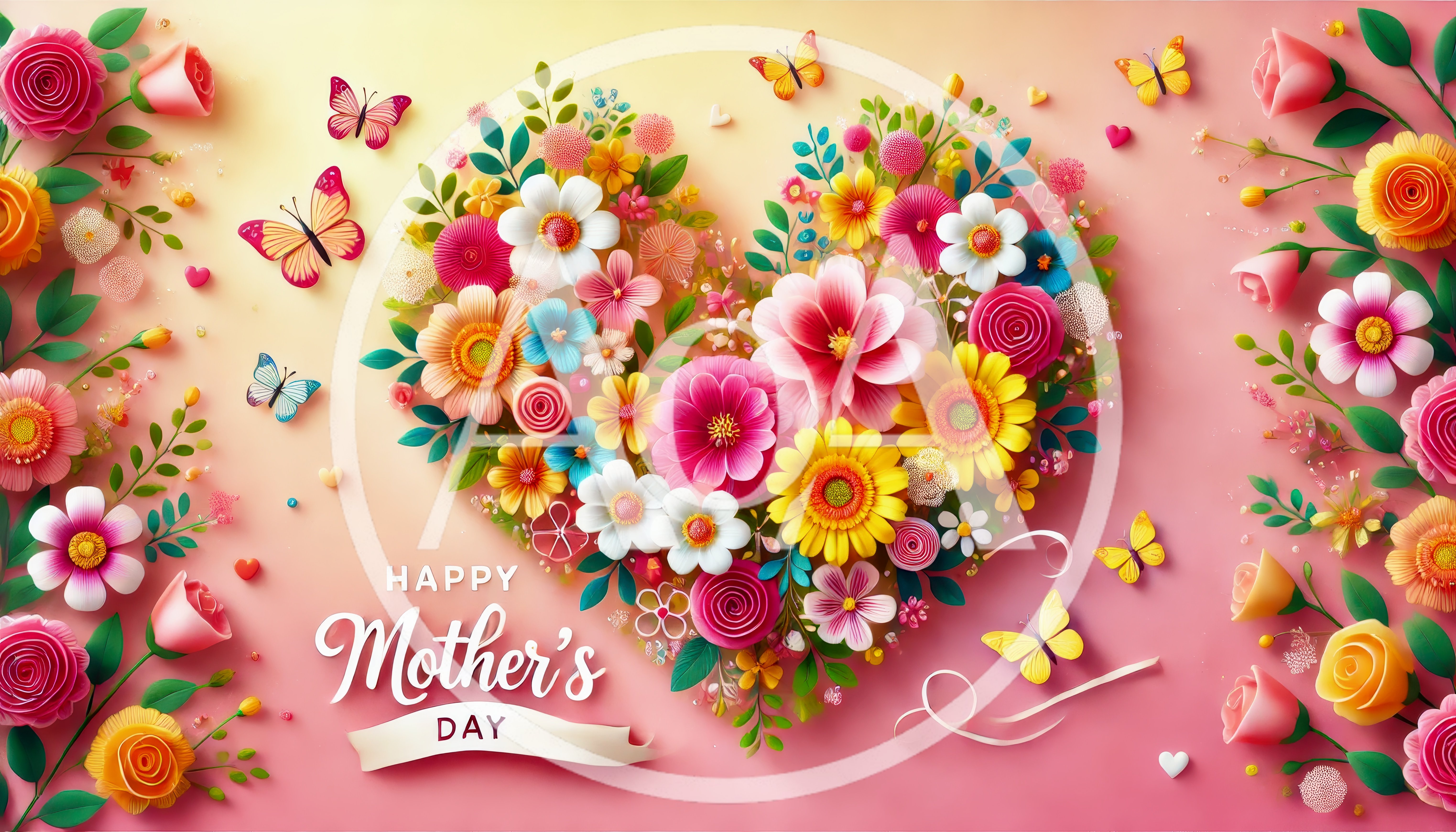 Happy Mother's Day Floral Heart Greeting Card