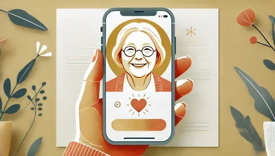 Hand Holding Smartphone Displaying Elderly Woman Portrait
