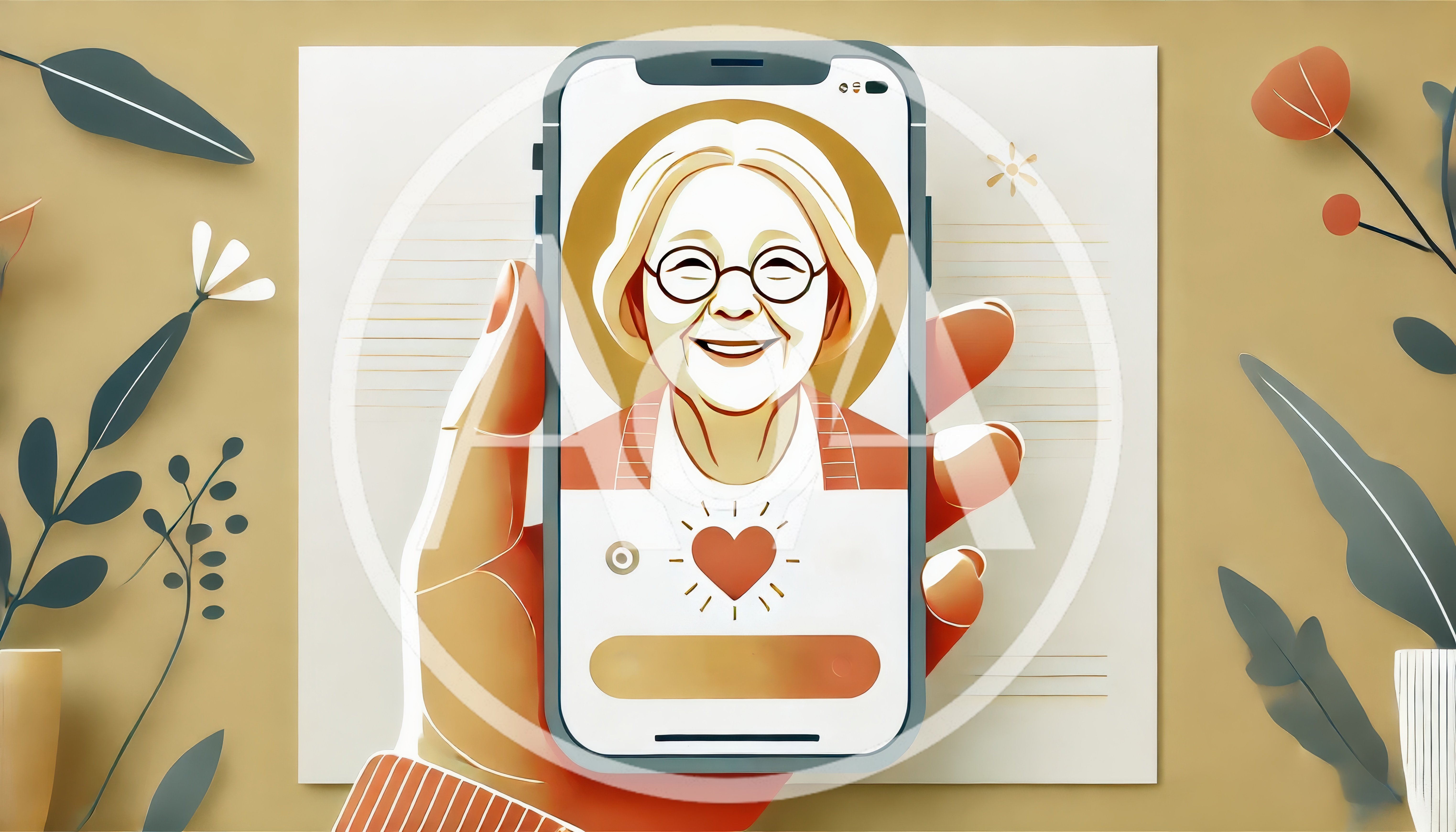 Hand Holding Smartphone Displaying Elderly Woman Portrait