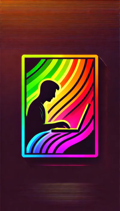 Digital Silhouette Of A Person Working On A Laptop