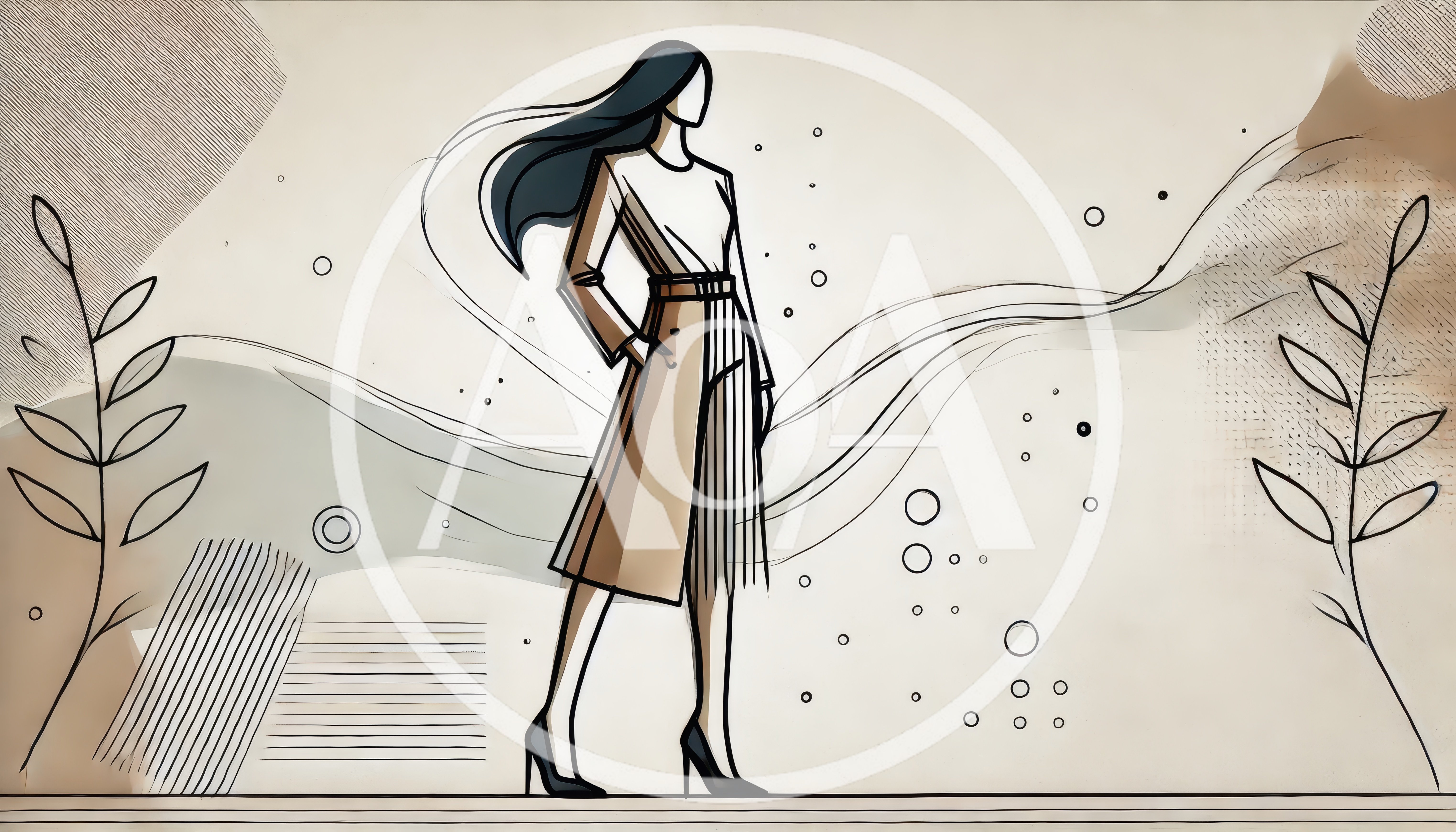Fashion Illustration Of A Woman In A Trench Coat