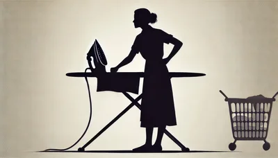 Silhouette Of A Woman Ironing Clothes