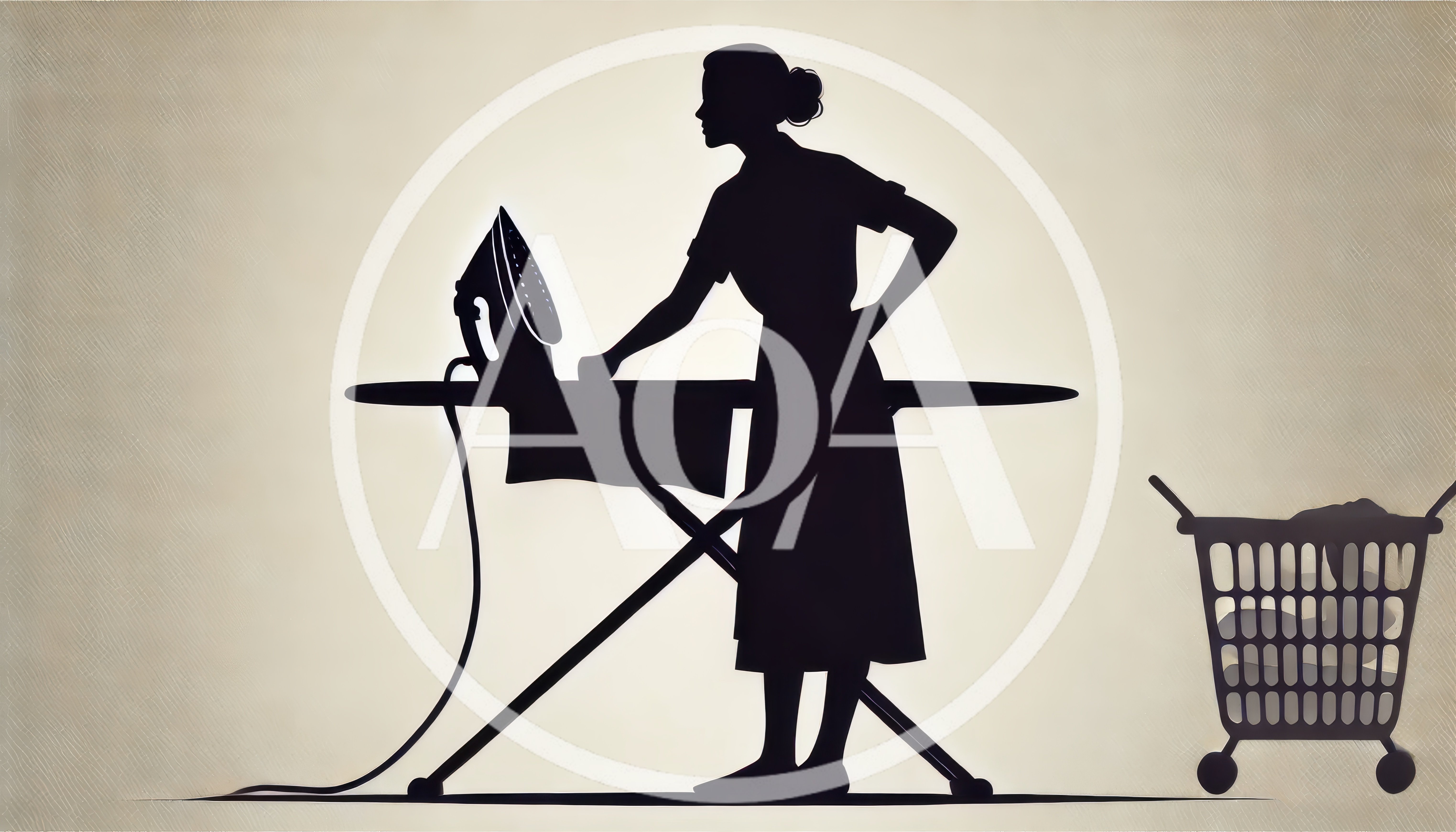 Silhouette Of A Woman Ironing Clothes
