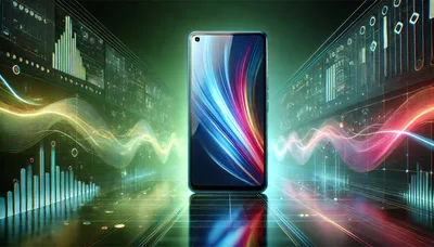 Smartphone Displaying Abstract Digital Light Waves