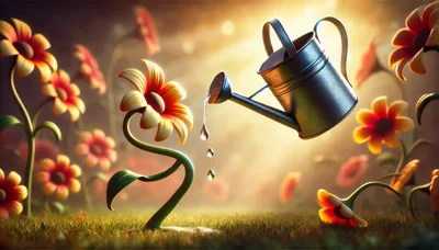 Magical Watering Can Nourishing A Vibrant Garden Flower
