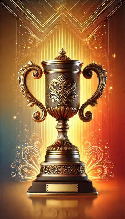 Ornate Golden Trophy Cup On A Glowing Background