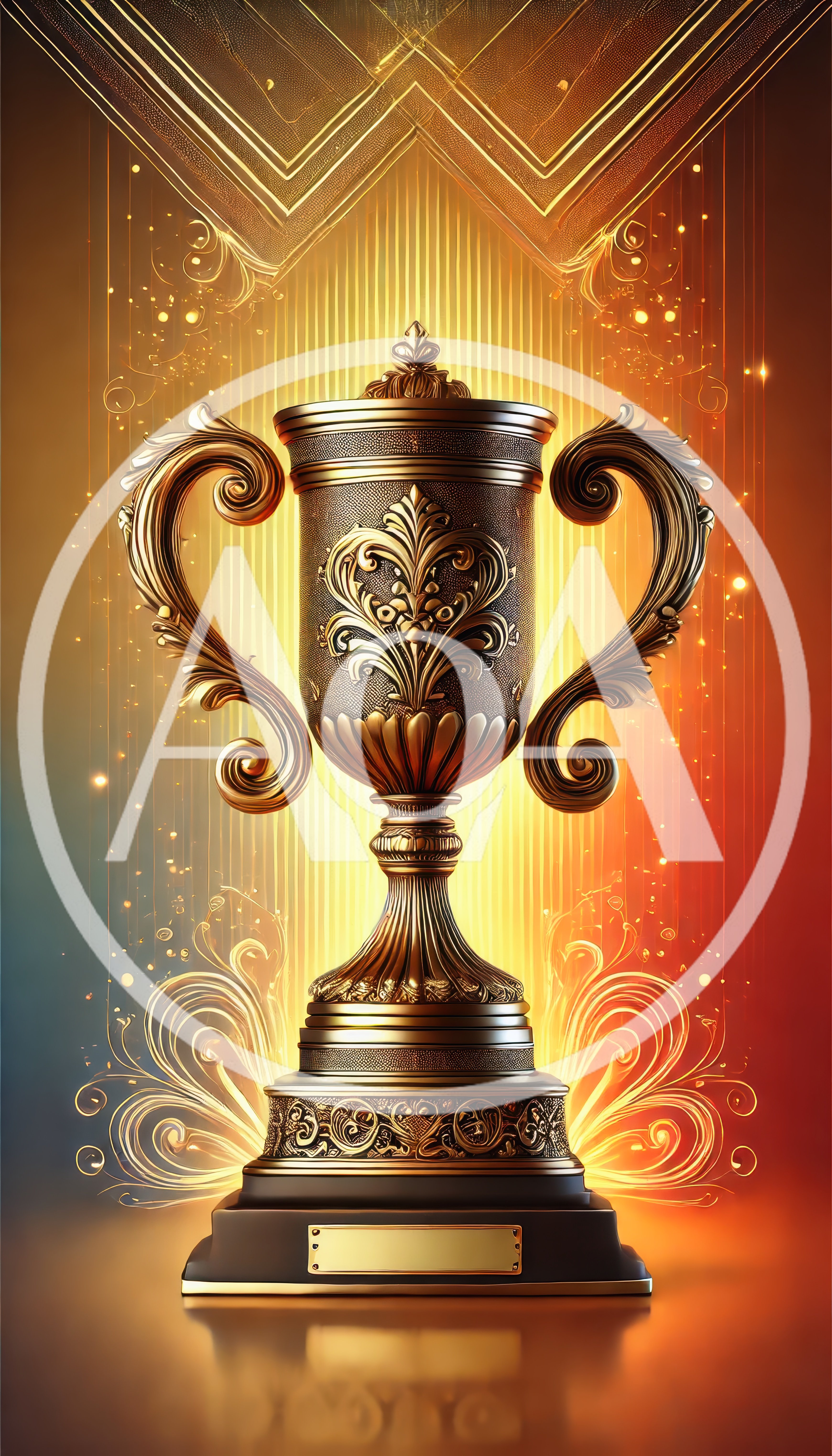 Ornate Golden Trophy Cup On A Glowing Background