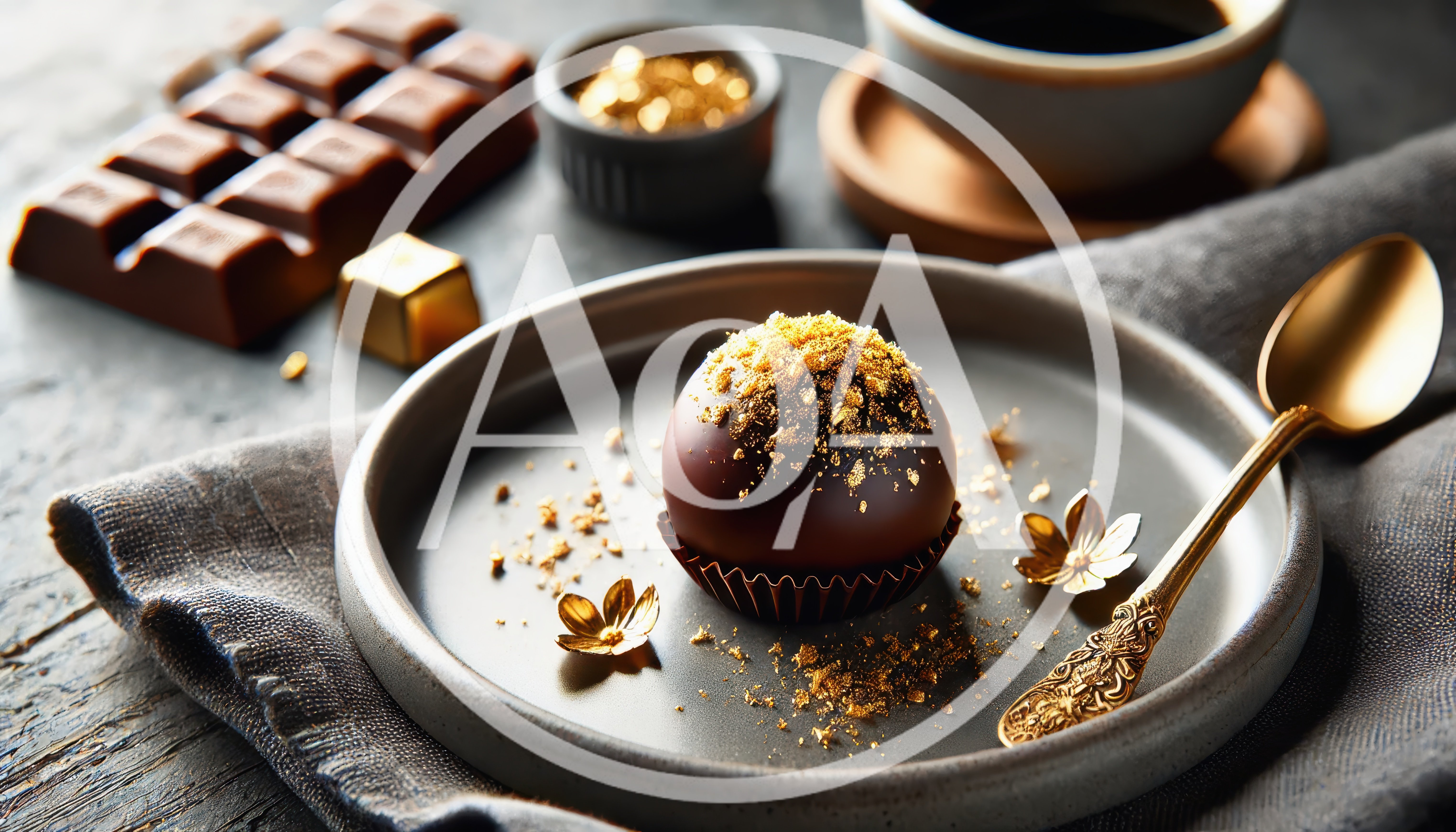 Gourmet Chocolate Truffle With Gold Leaf Garnish