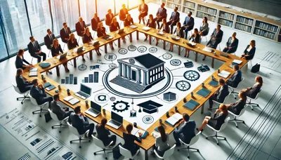 Corporate Boardroom Meeting With Financial Concept Illustration
