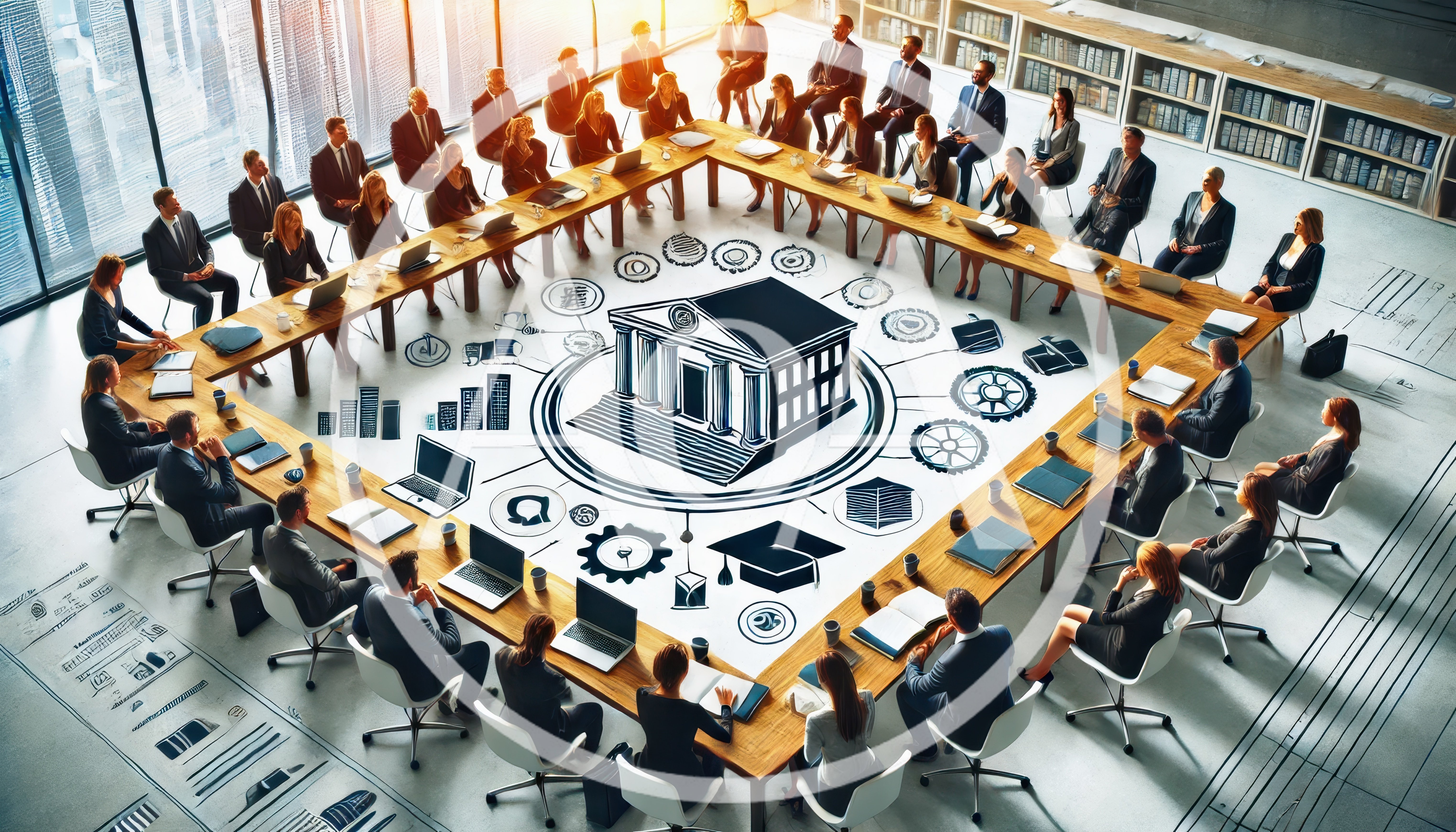Corporate Boardroom Meeting With Financial Concept Illustration