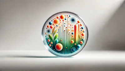 Abstract Petri Dish With Colorful Microscopic Biological Structures