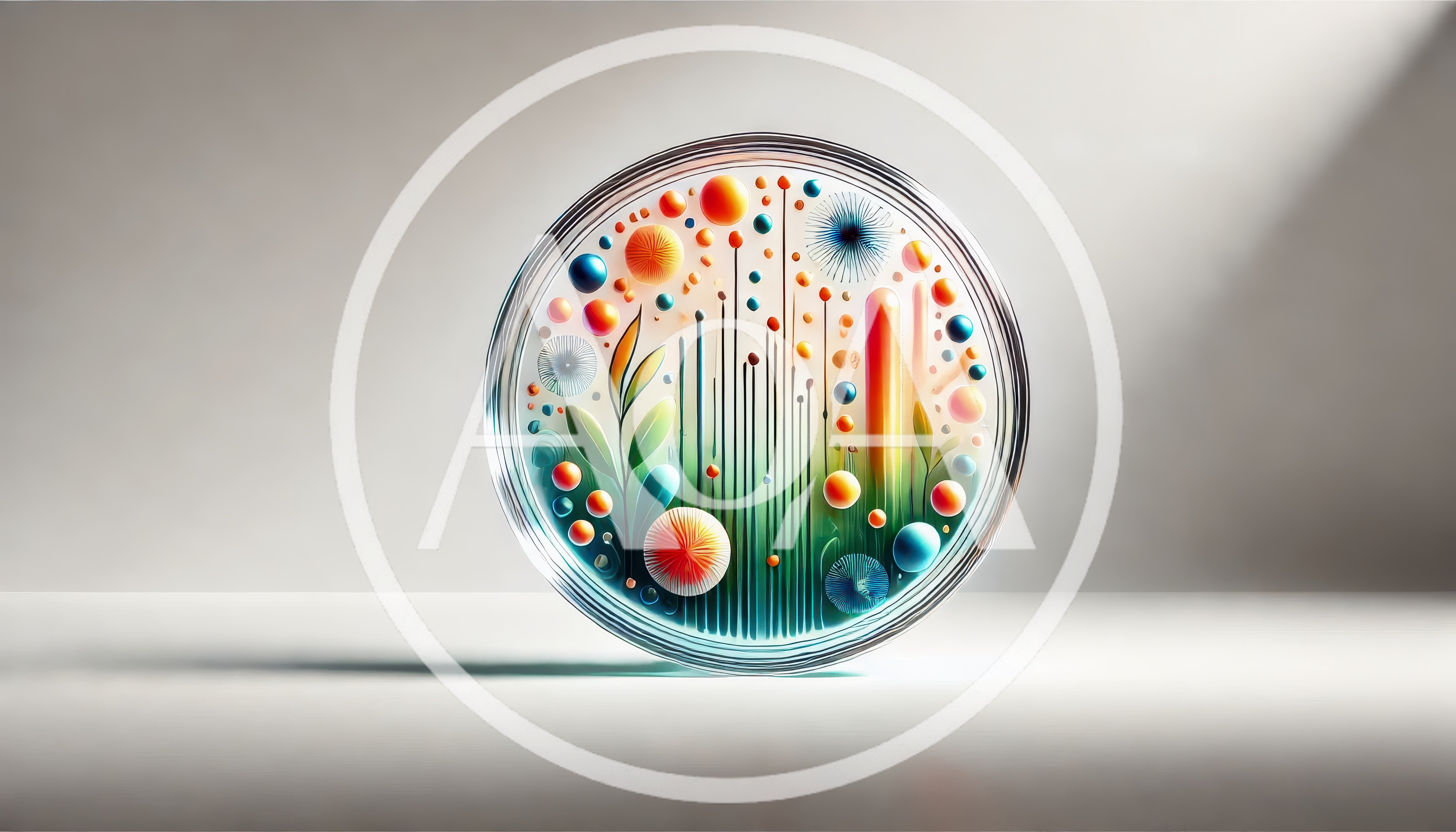 Abstract Petri Dish With Colorful Microscopic Biological Structures