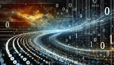 Digital Data Stream With Binary Code Visualization