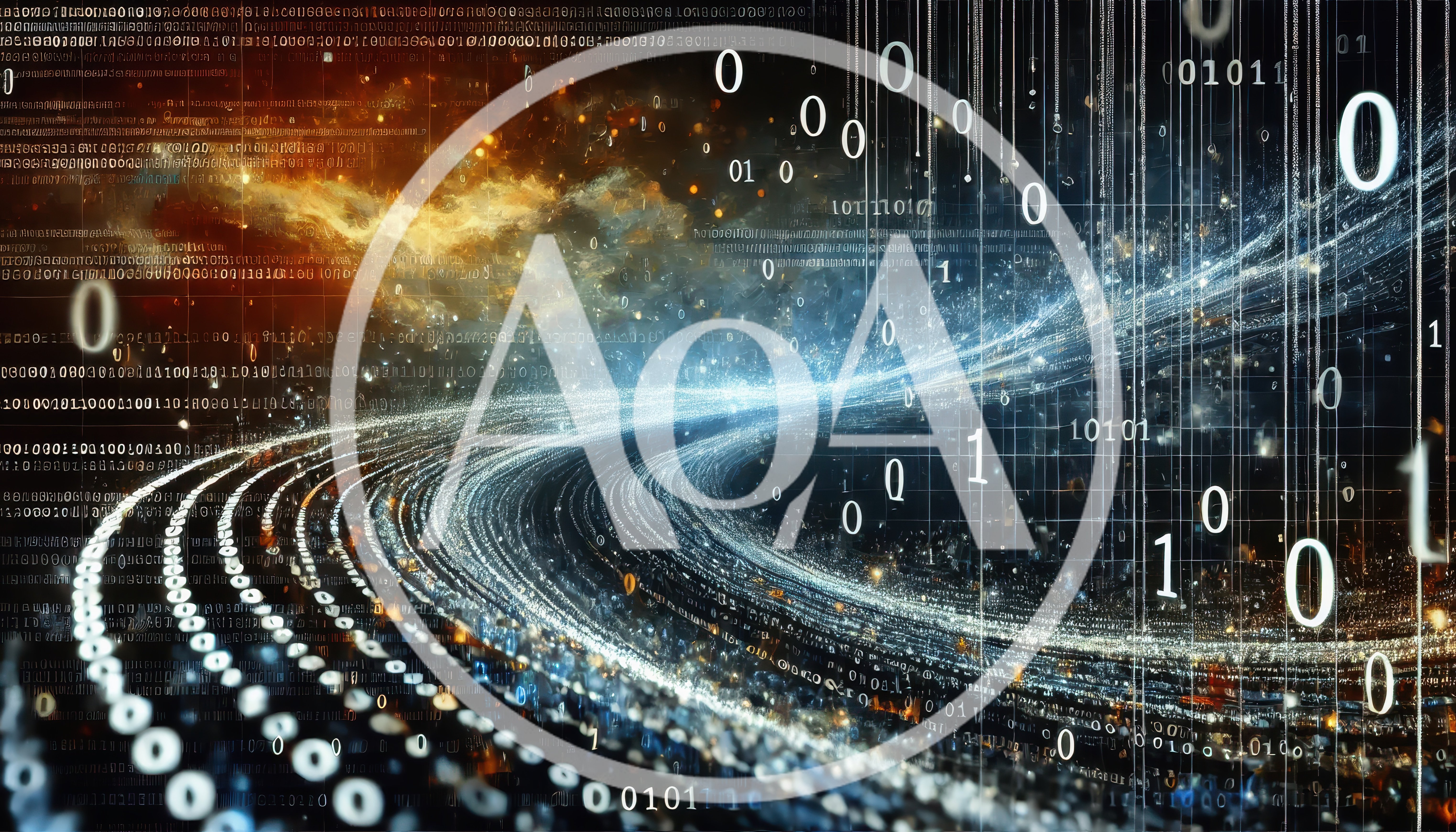 Digital Data Stream With Binary Code Visualization
