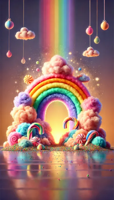 Whimsical Rainbow Candy Land Fantasy Landscape