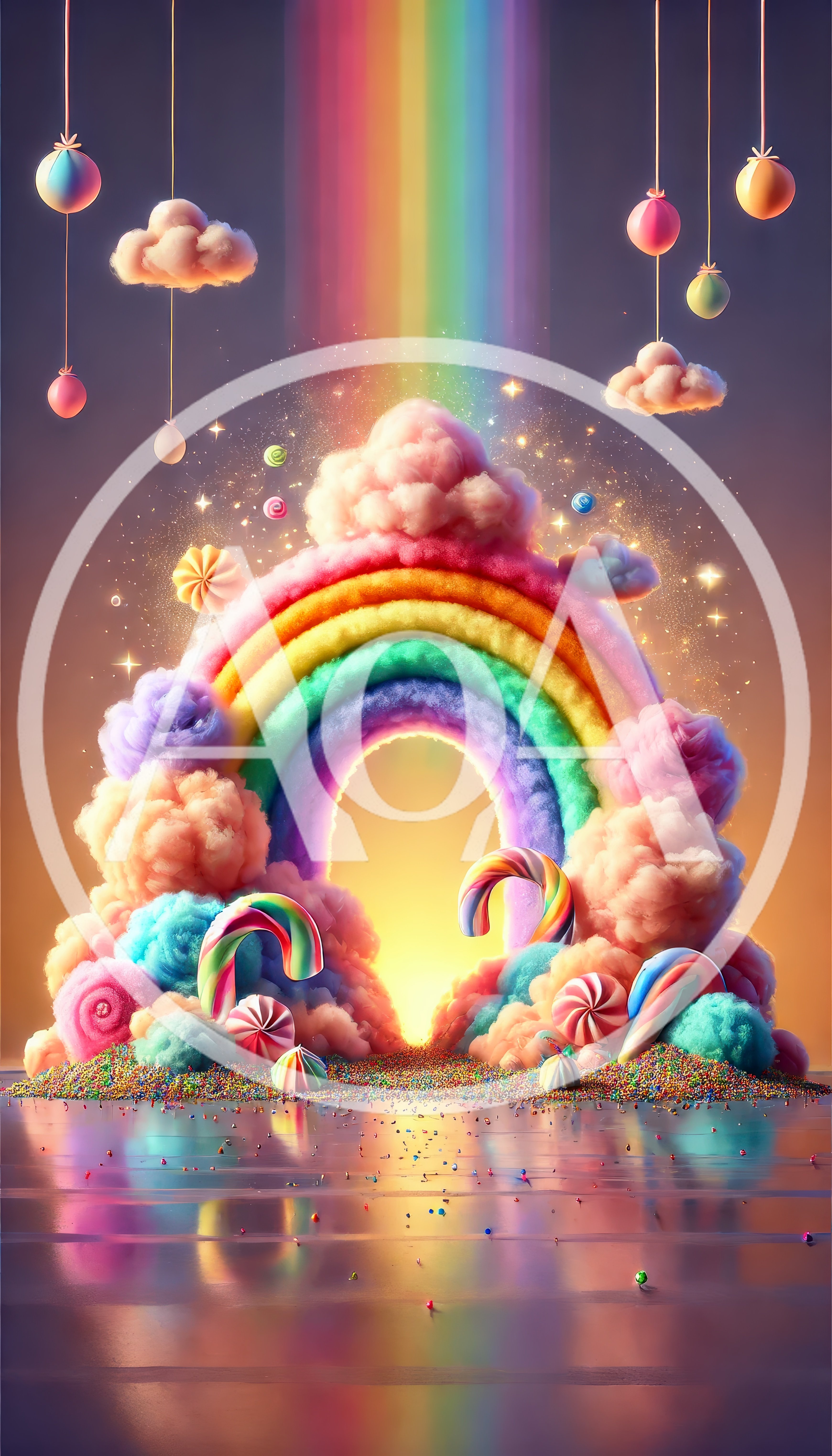 Whimsical Rainbow Candy Land Fantasy Landscape