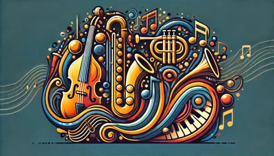 Abstract Musical Instruments Illustration With Notes