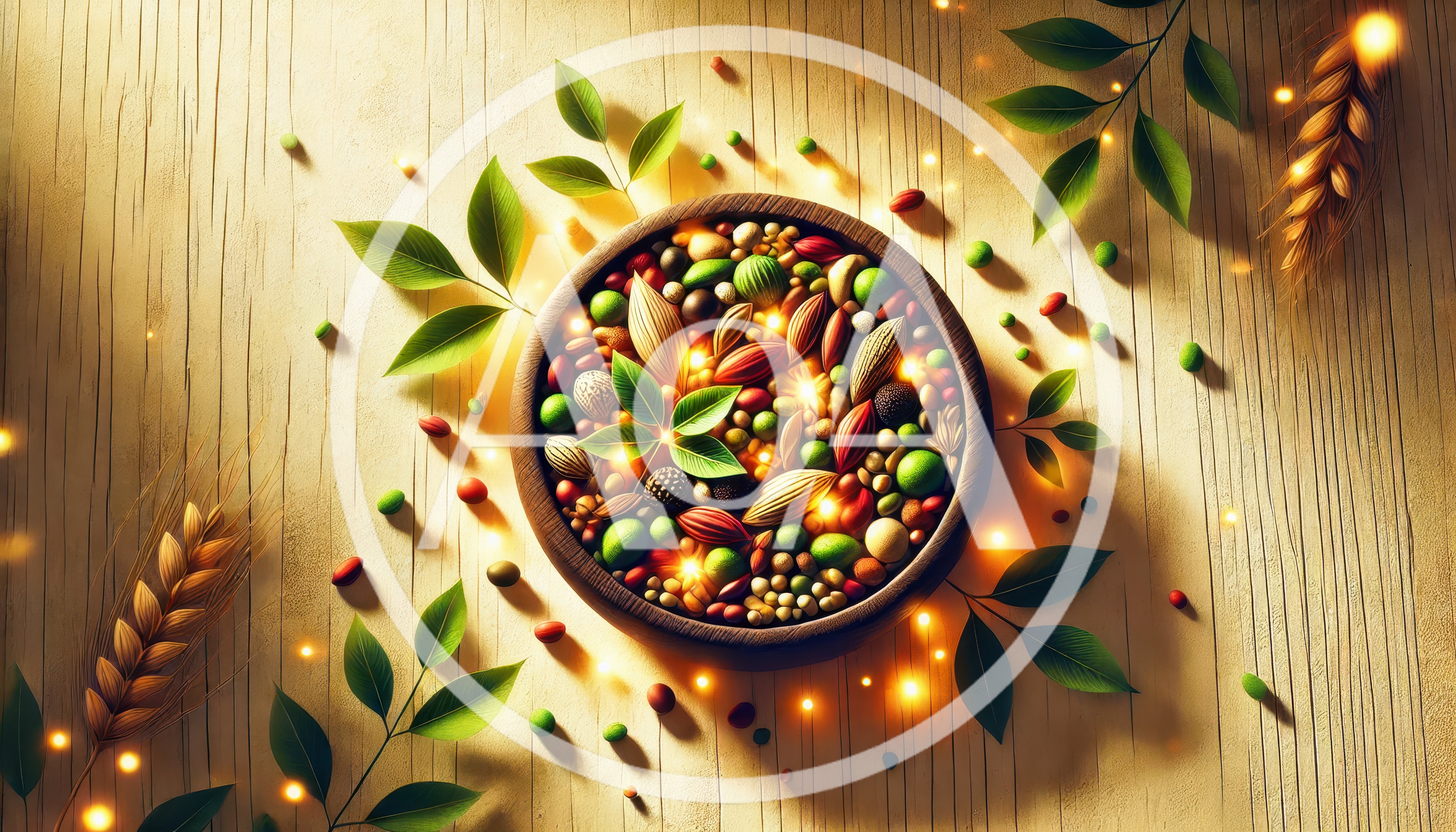 Wooden Bowl Filled With Assorted Nuts And Seeds