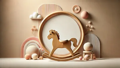 Wooden Rocking Horse Nursery Decor Display