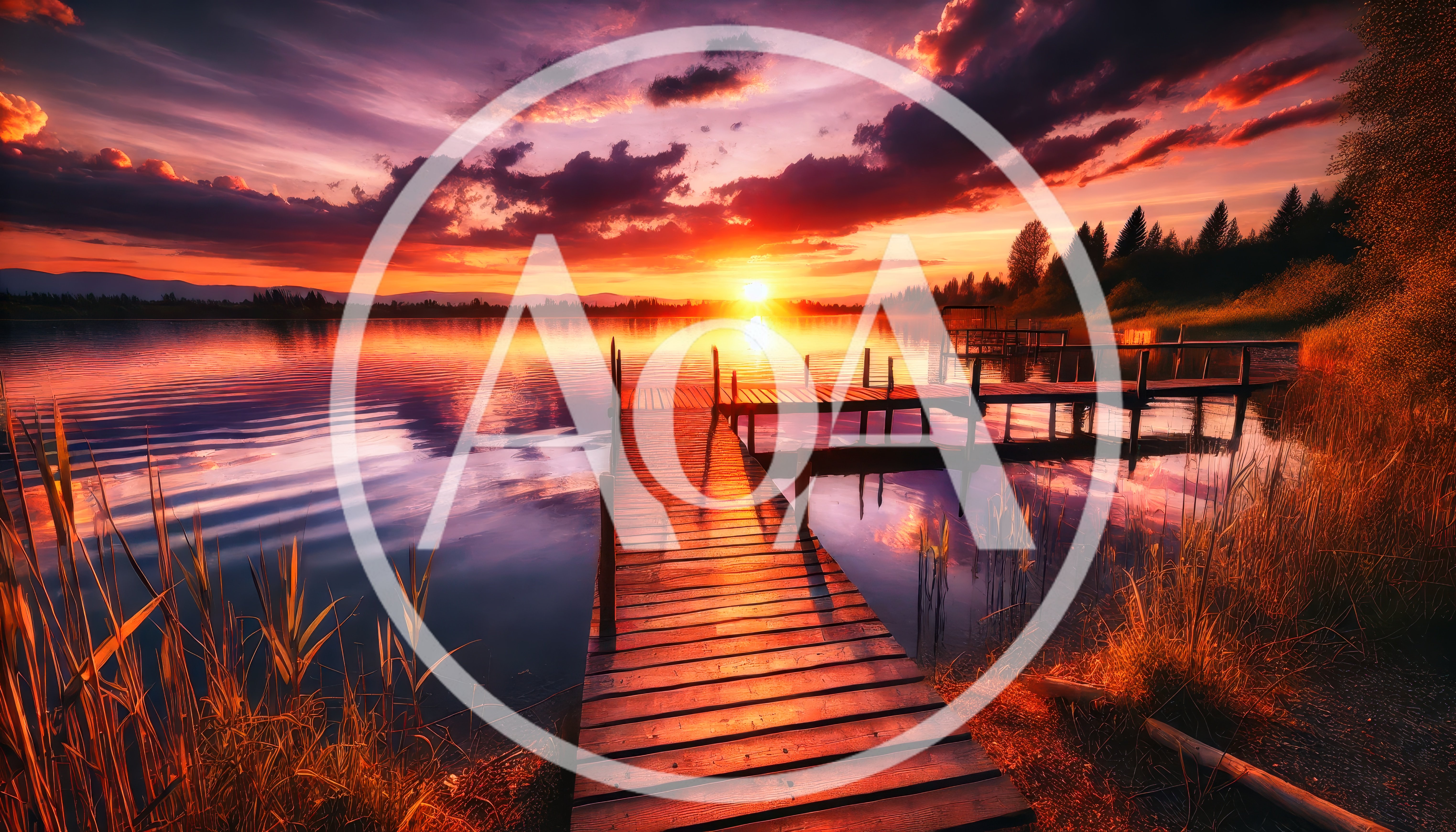 Wooden Pier Extending Into A Calm Lake At Sunset