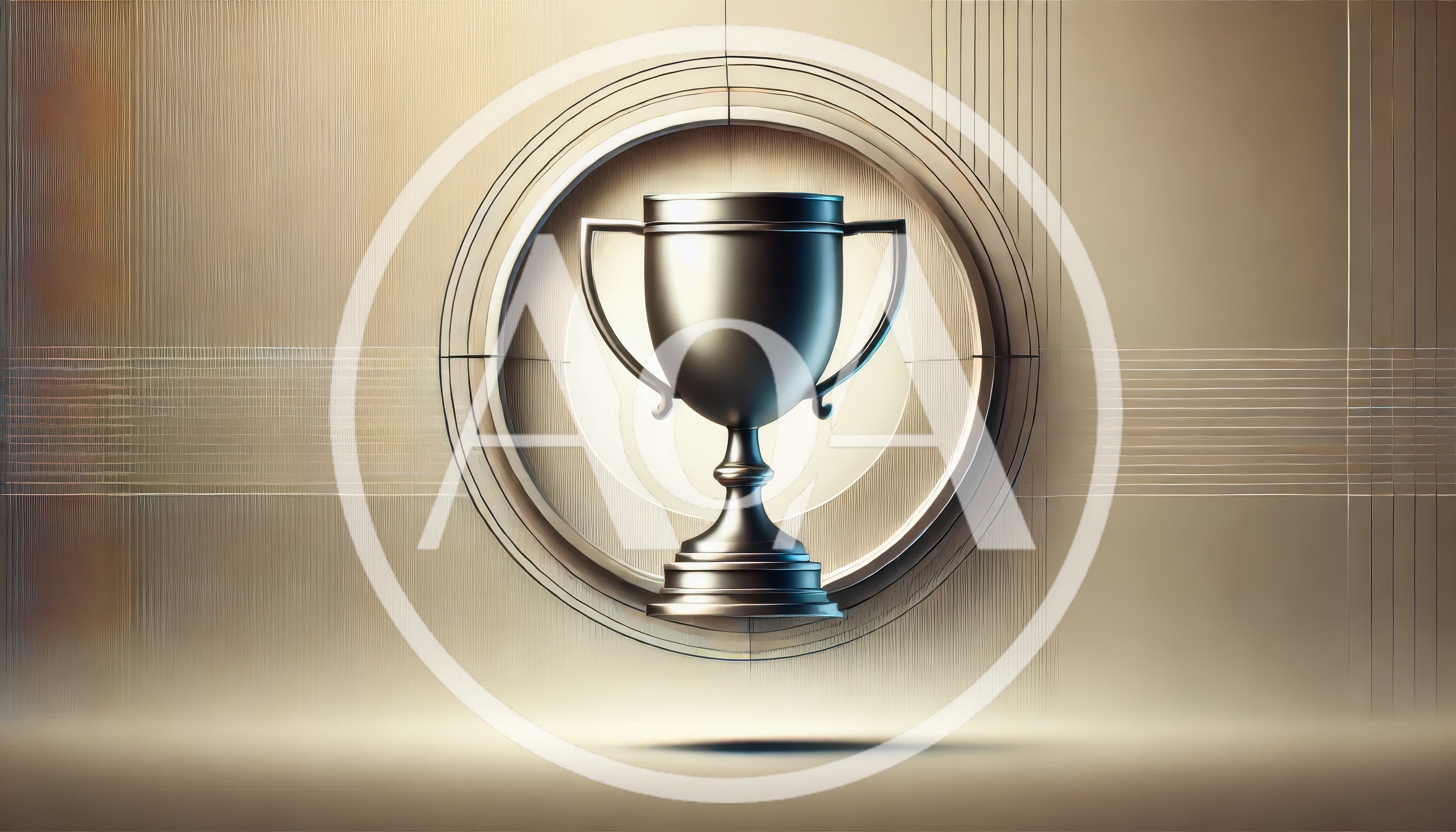 Metallic Trophy Cup Centered In Abstract Circular Frame