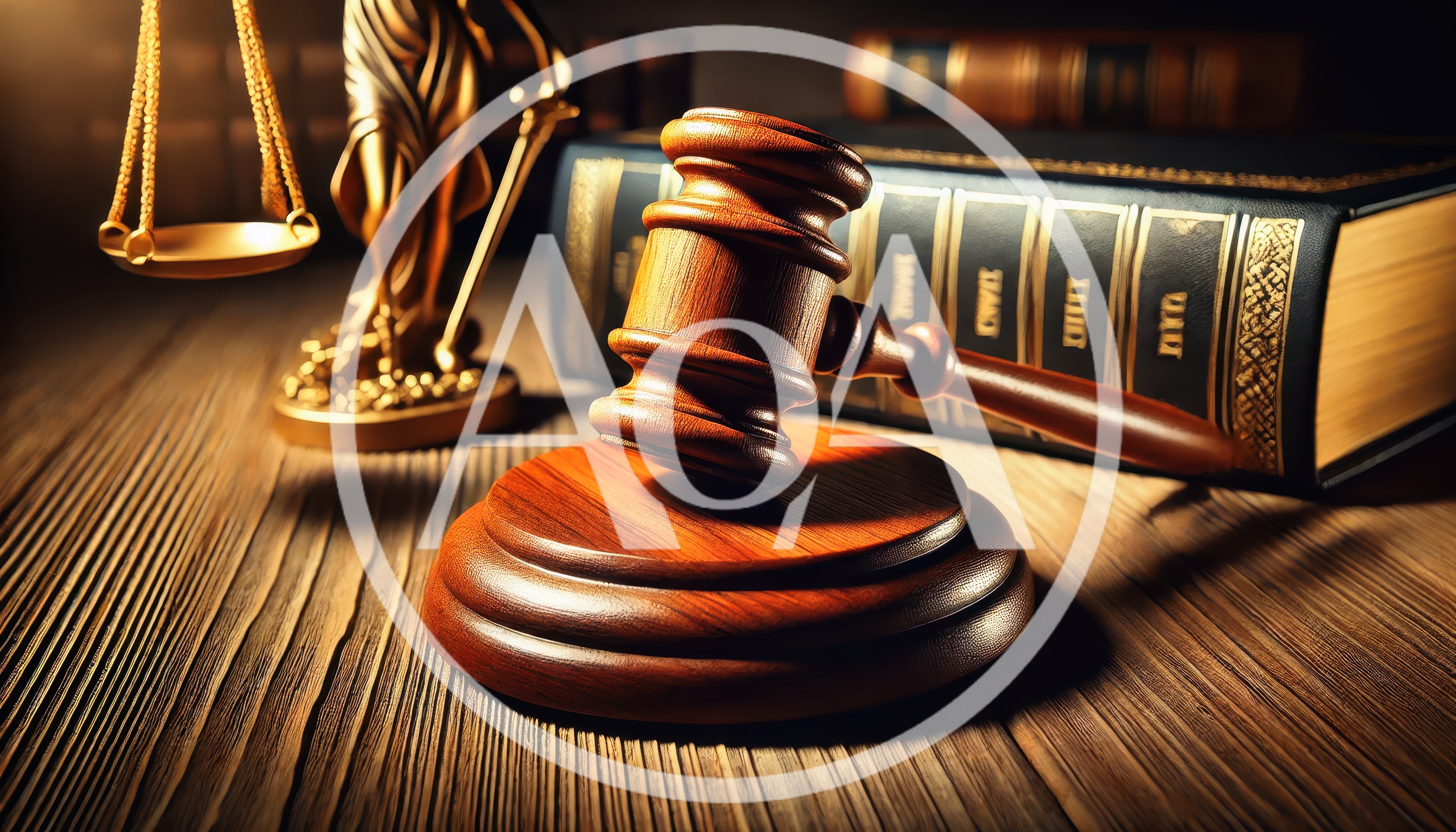 Wooden Gavel And Scales Of Justice On Desk