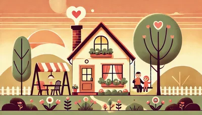 Illustration of a Happy Family at Home