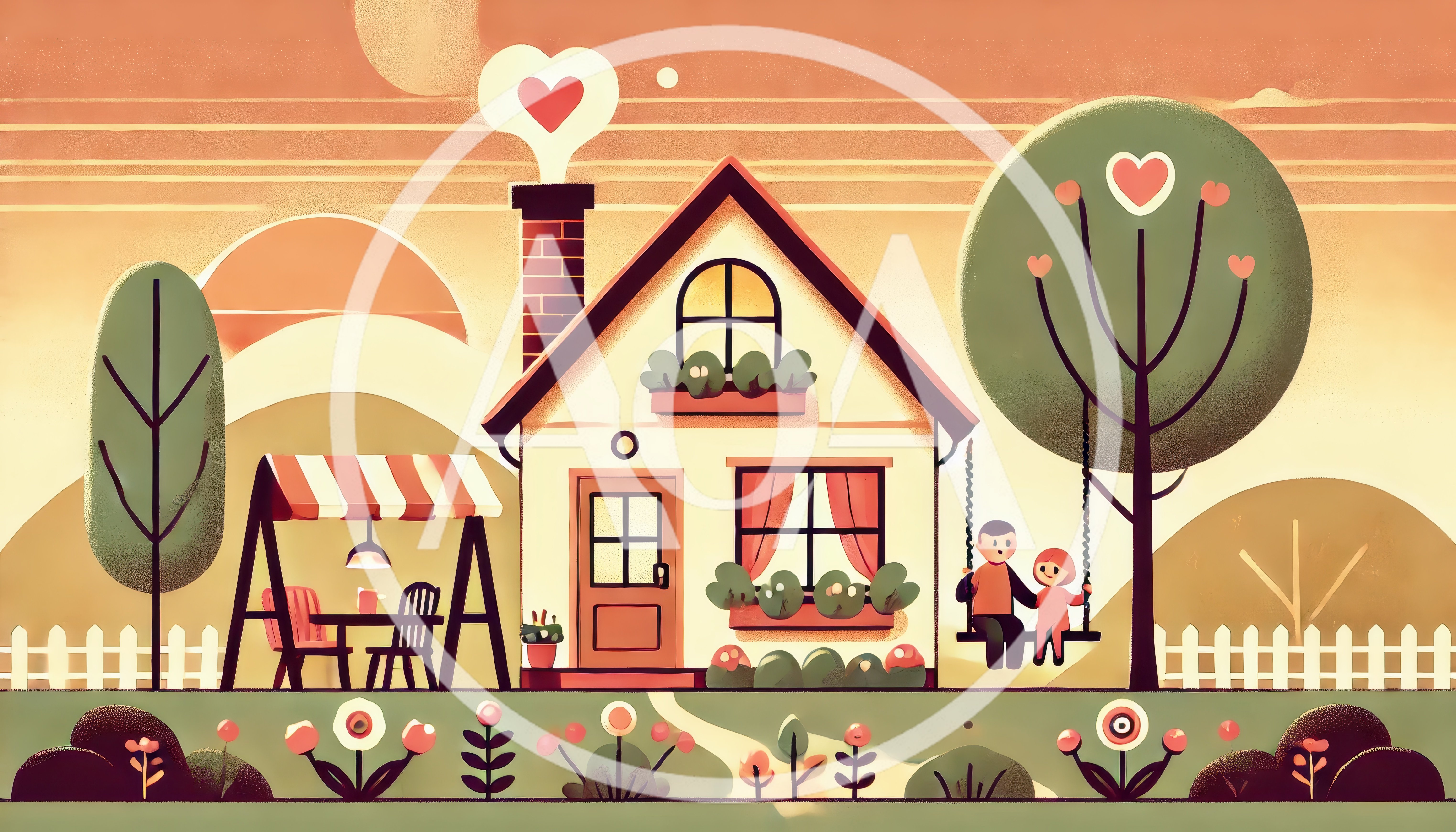 Illustration of a Happy Family at Home