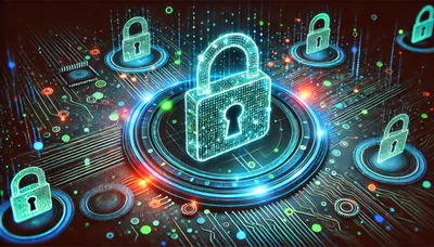 Digital Security Padlocks On Futuristic Circuit Board