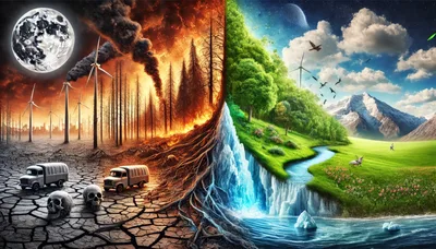 Conceptual Split Screen Depicting Climate Change Contrast