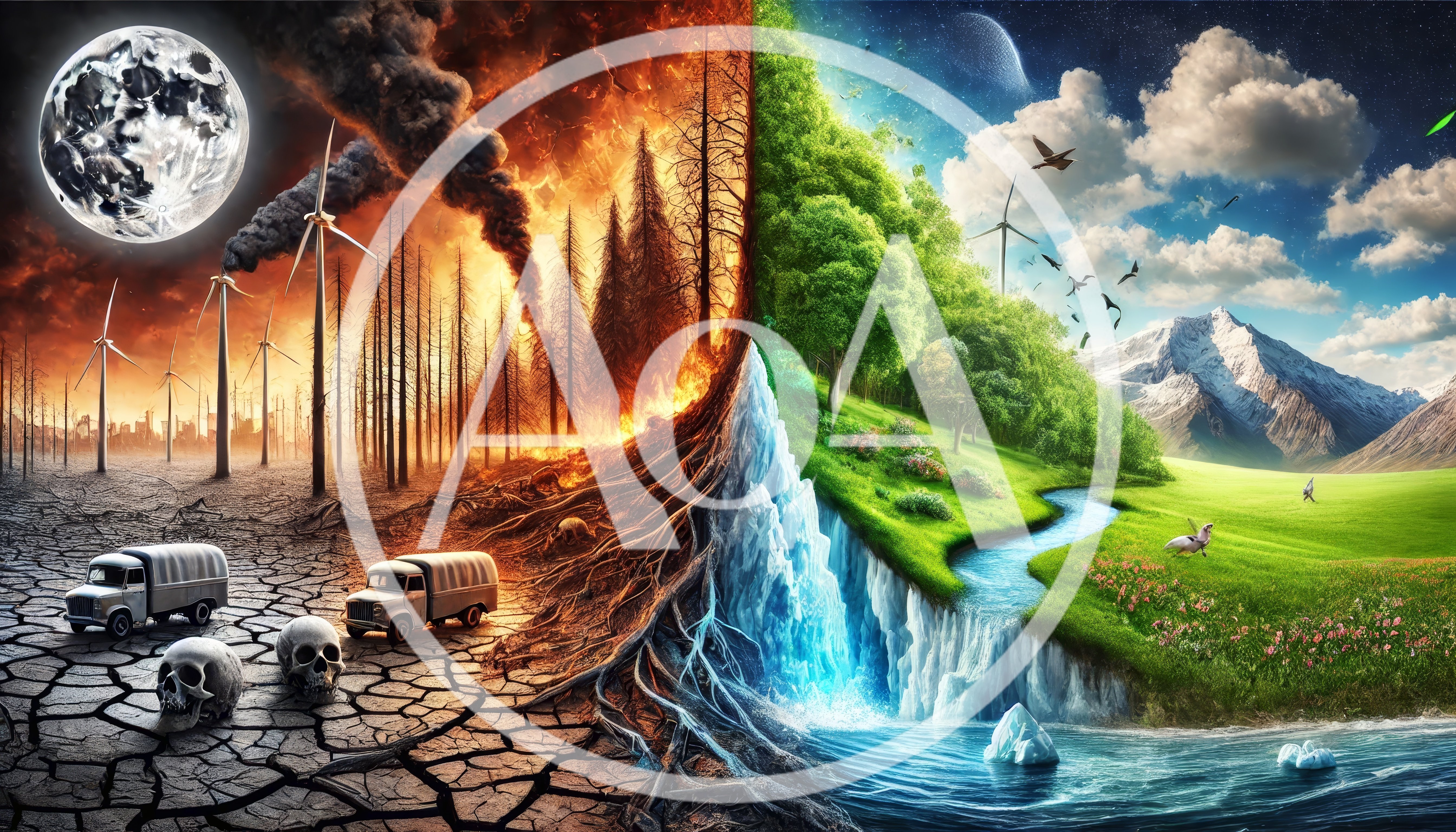 Conceptual Split Screen Depicting Climate Change Contrast