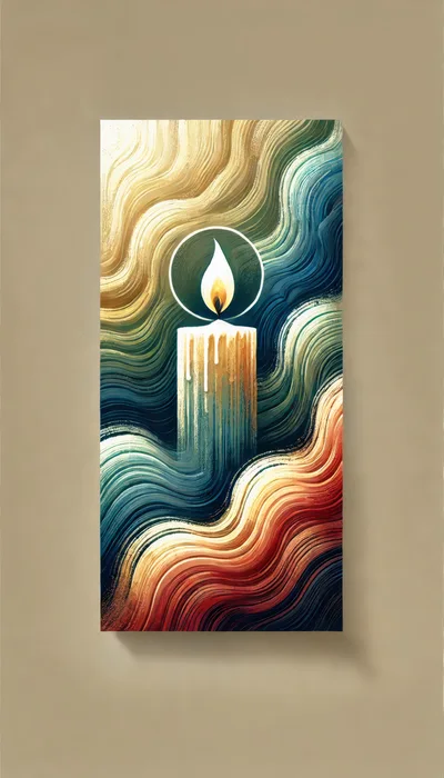Abstract Painting Of A Lit Candle With Wavy Background