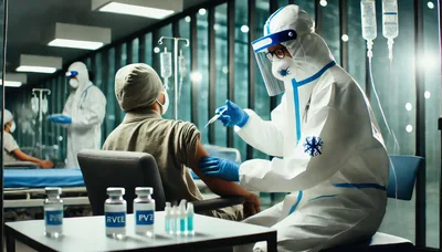 Medical Professional Administering Vaccine to Patient in PPE