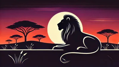 Silhouette Of A Majestic Lion In African Savannah