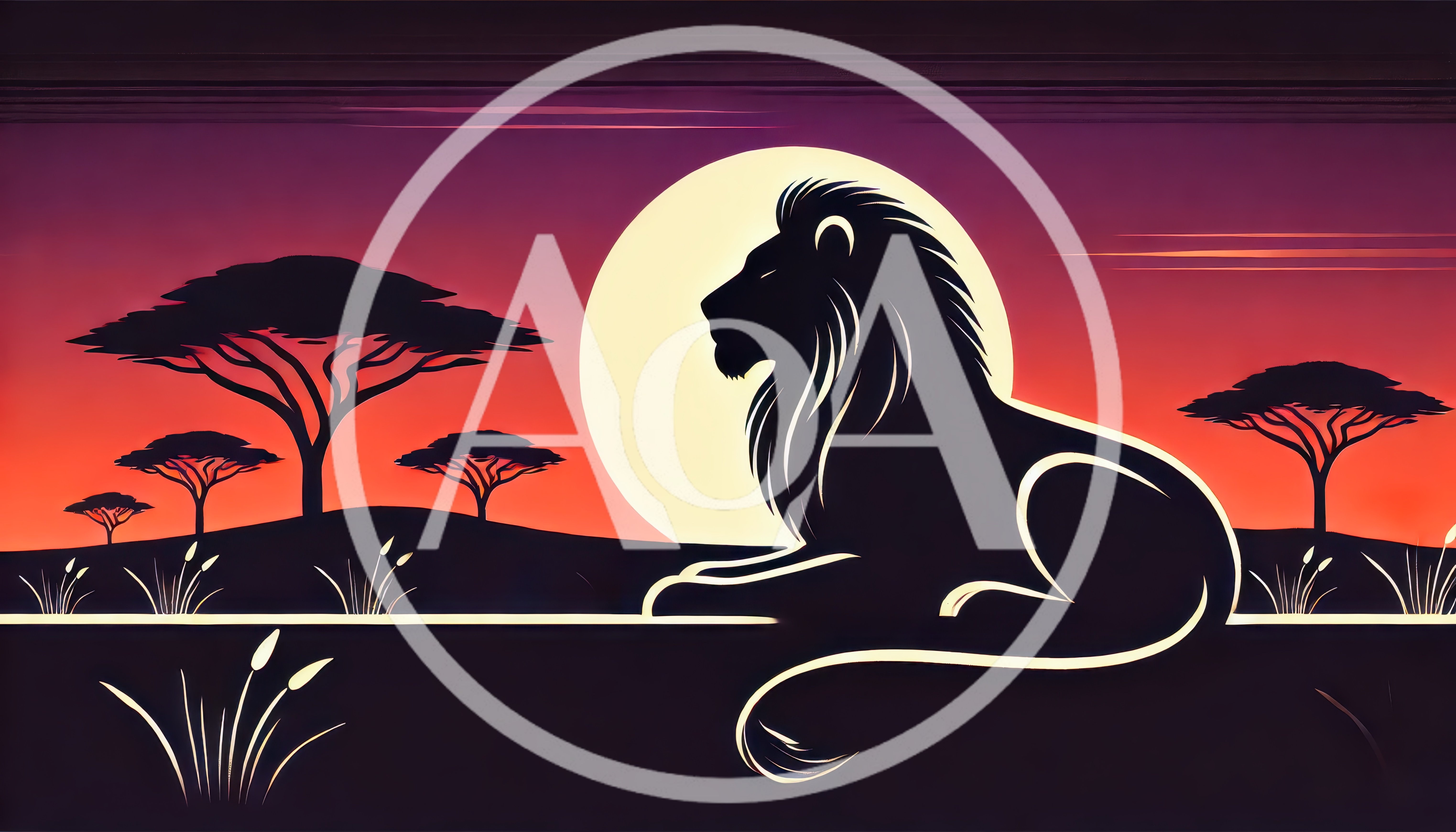 Silhouette Of A Majestic Lion In African Savannah