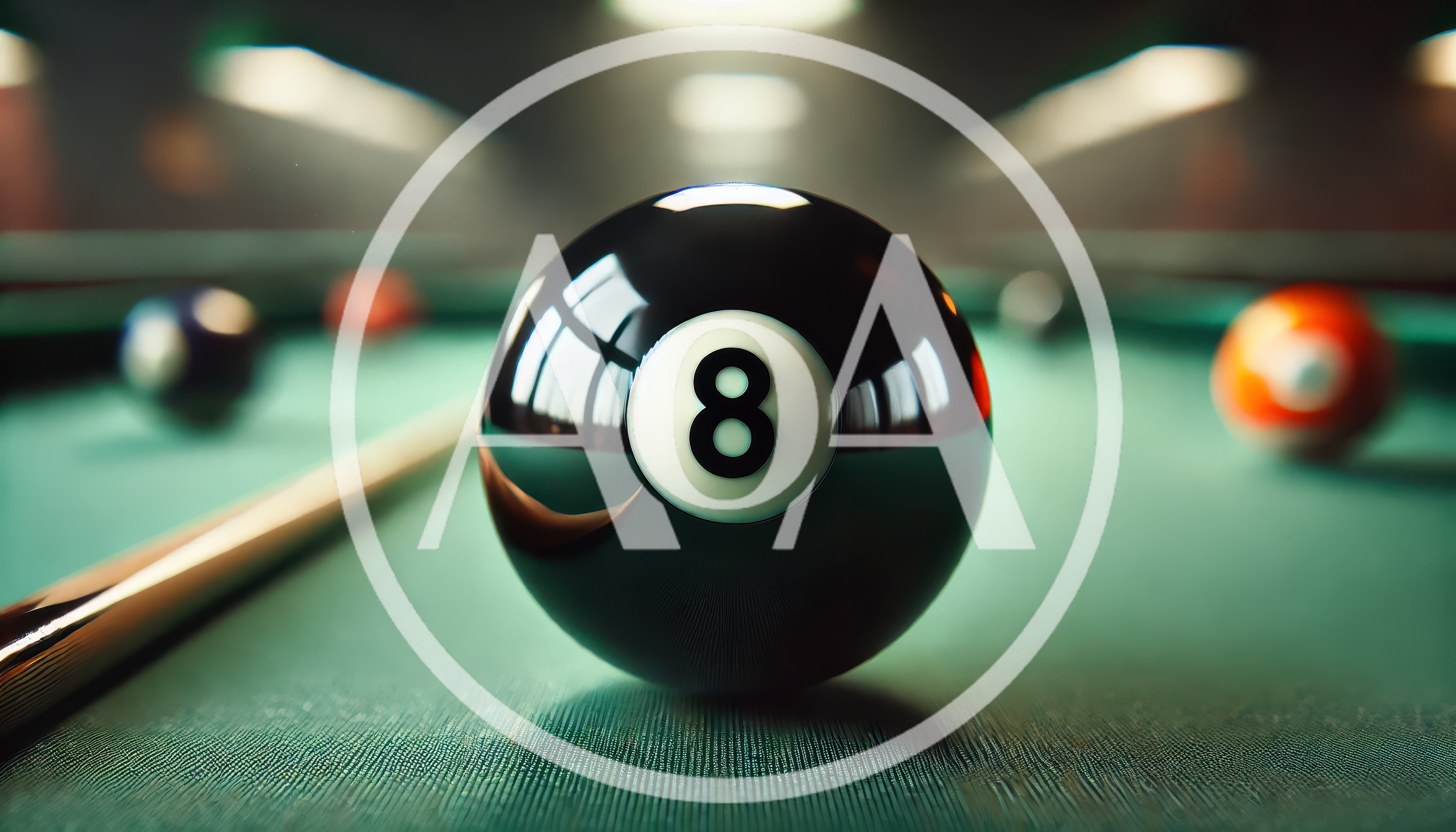 Eight Ball Resting On A Green Billiards Table