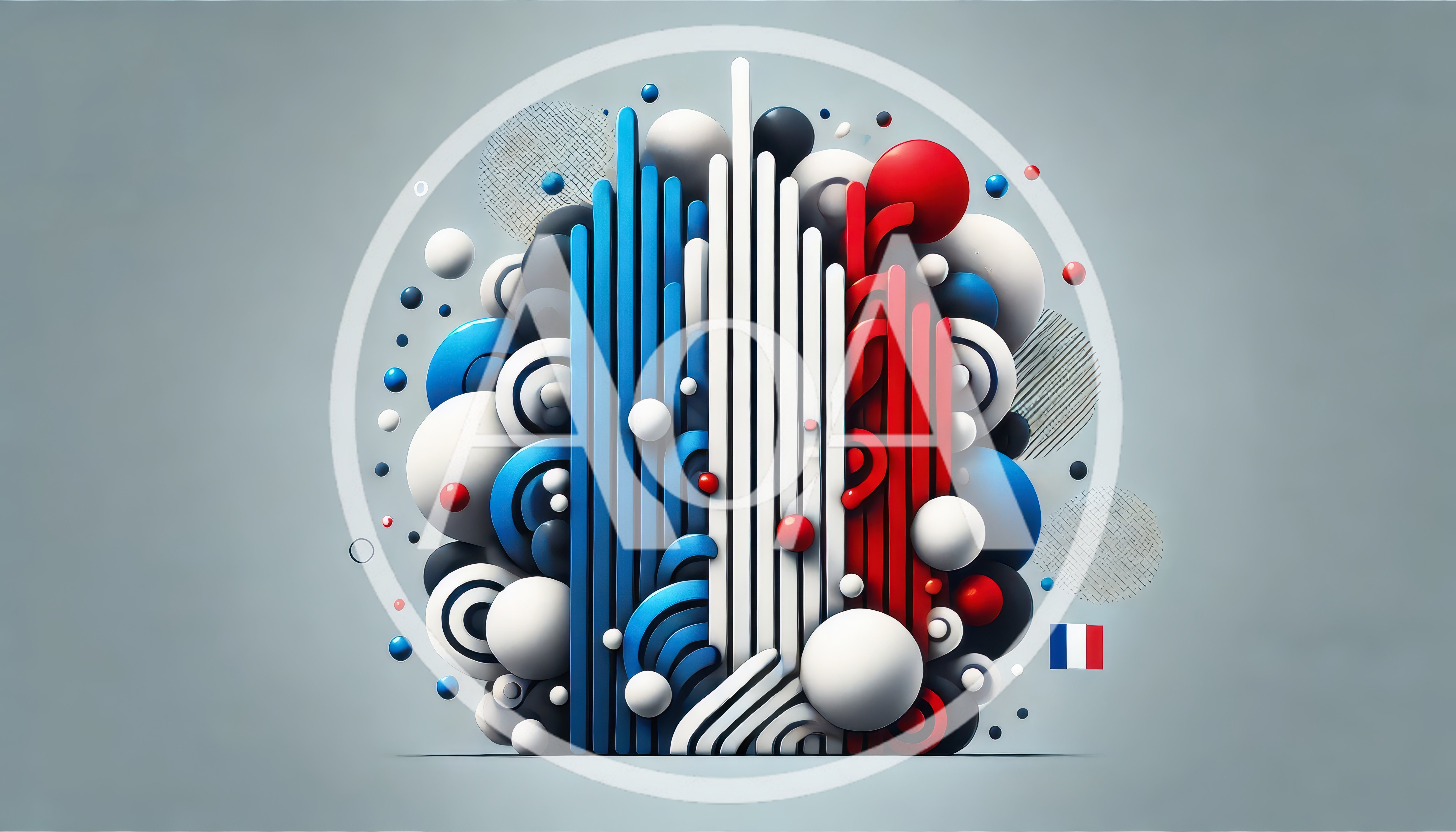 Abstract 3D Composition With French Flag Colors