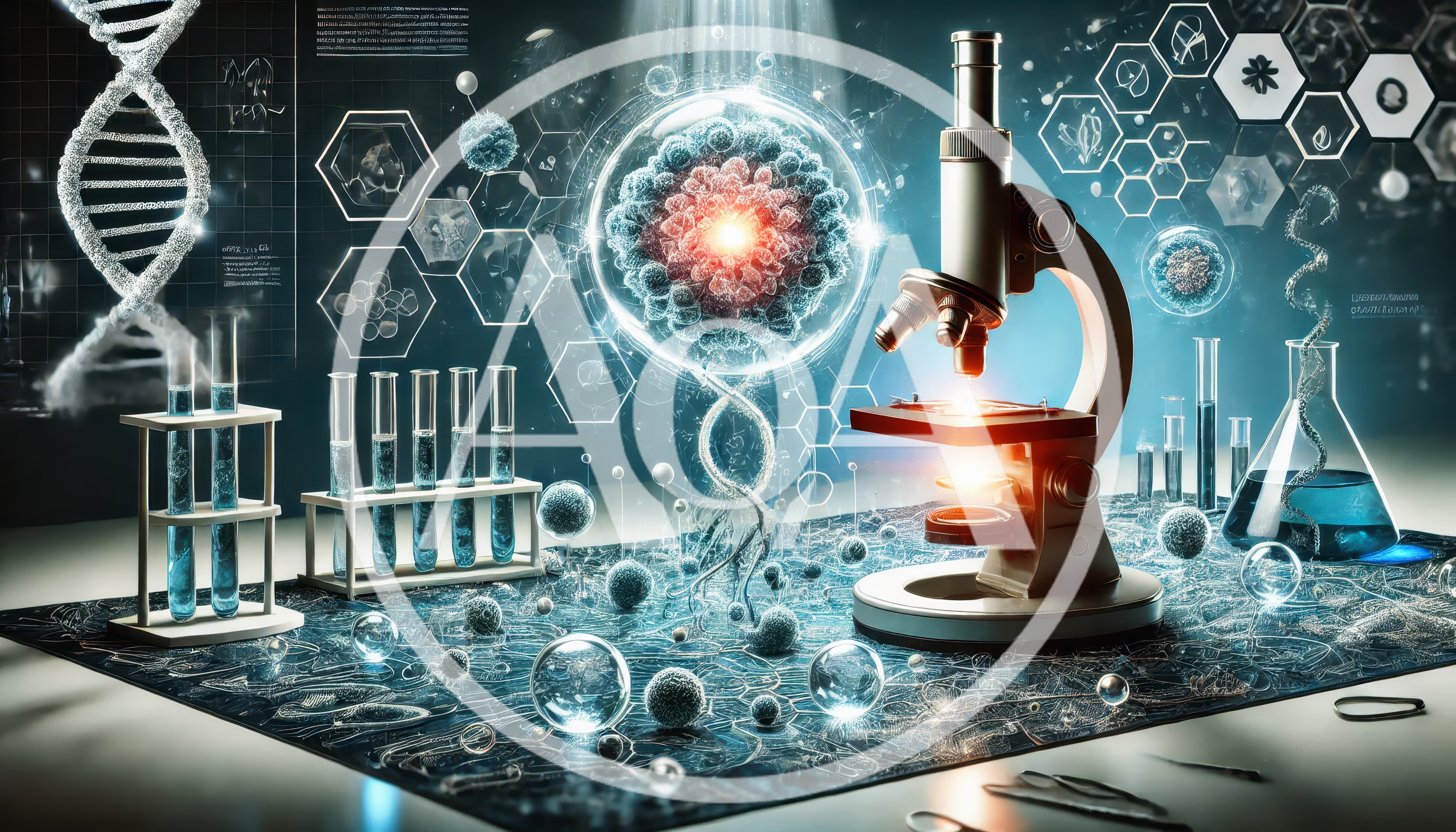 Advanced Scientific Laboratory Research With Microscope And DNA