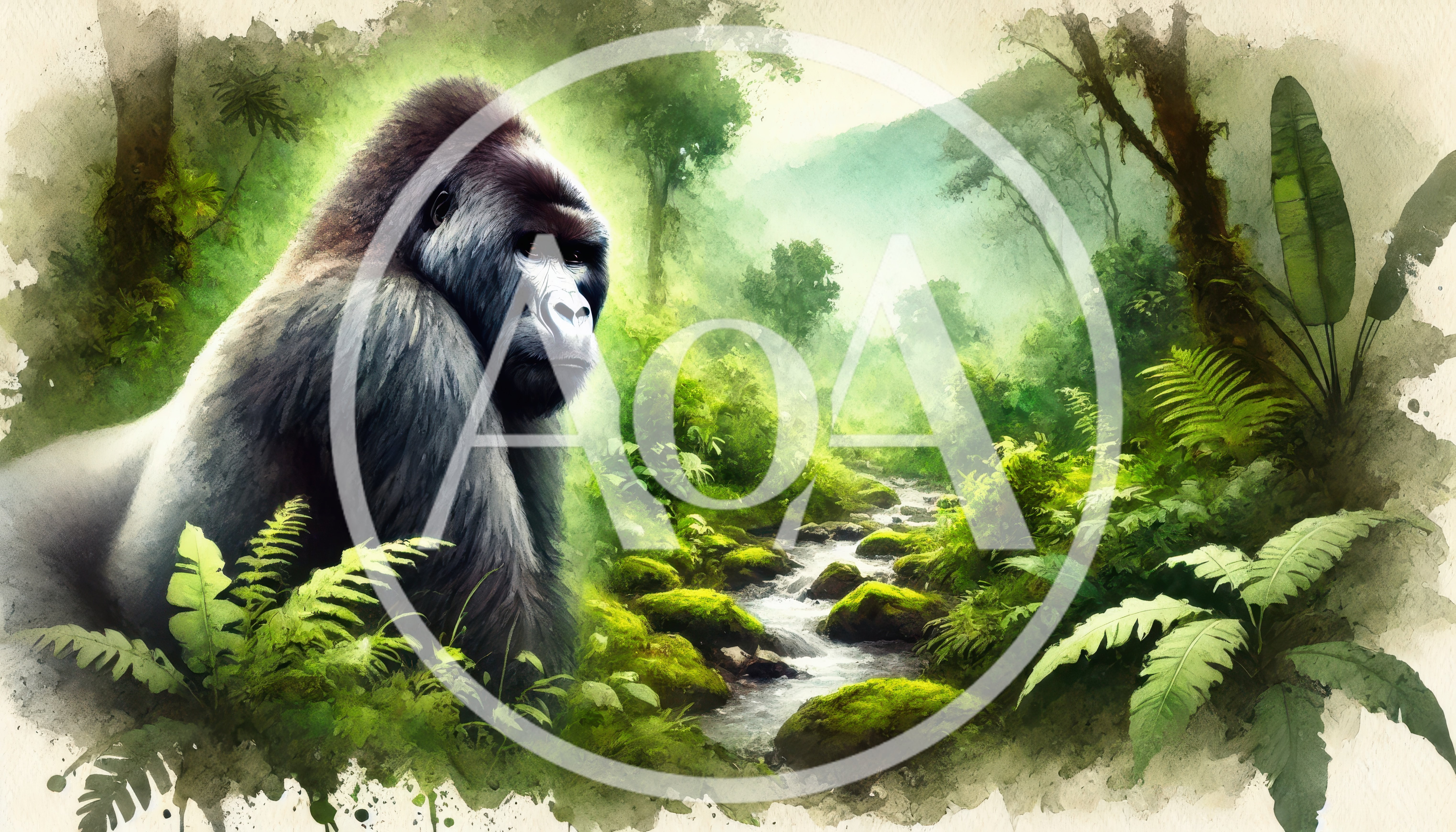 Silverback Gorilla Standing In A Lush Tropical Rainforest