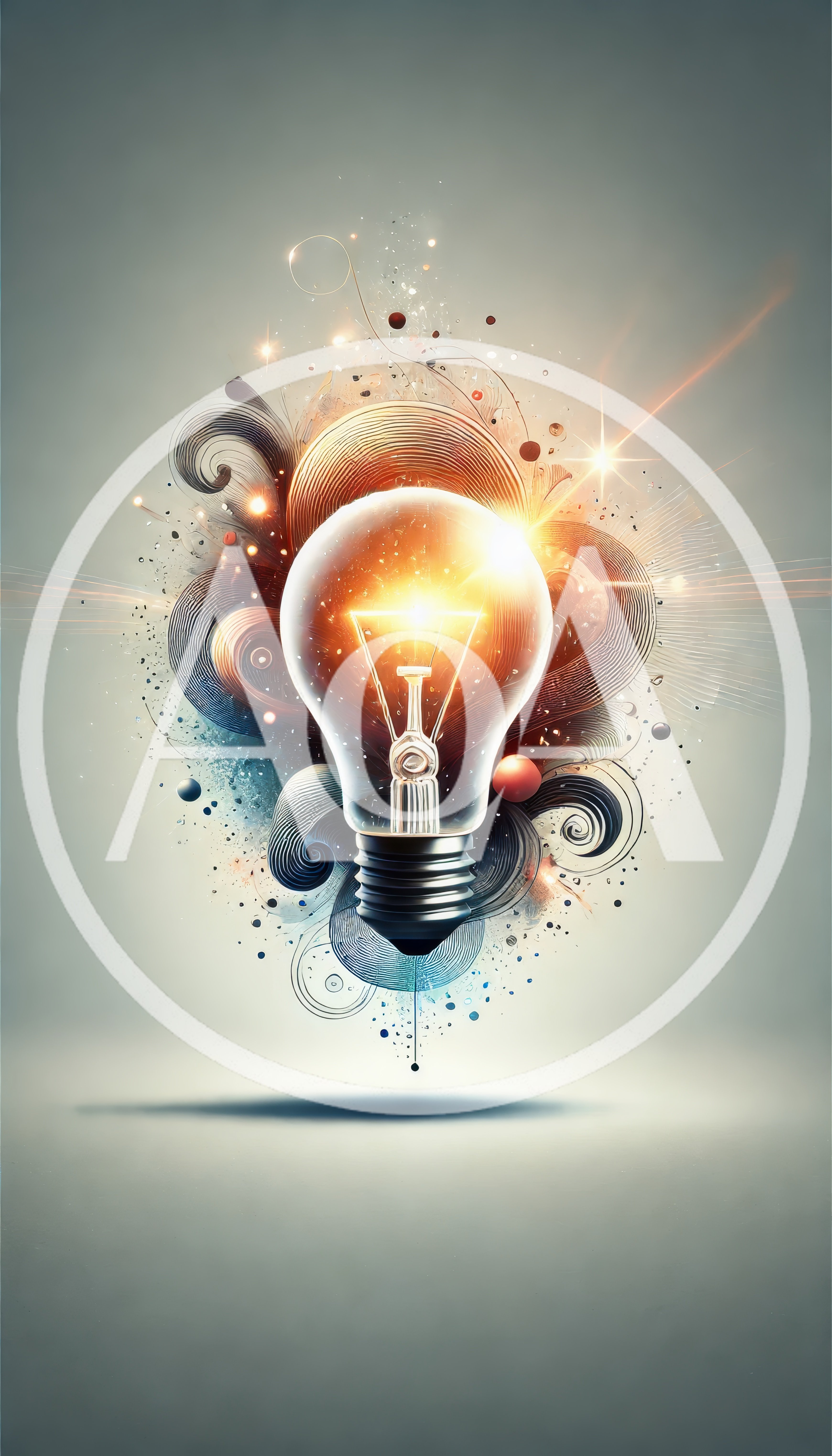Glowing Light Bulb With Abstract Artistic Swirls