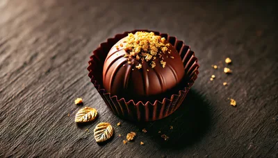 Single Gourmet Chocolate Truffle With Gold Leaf Garnish