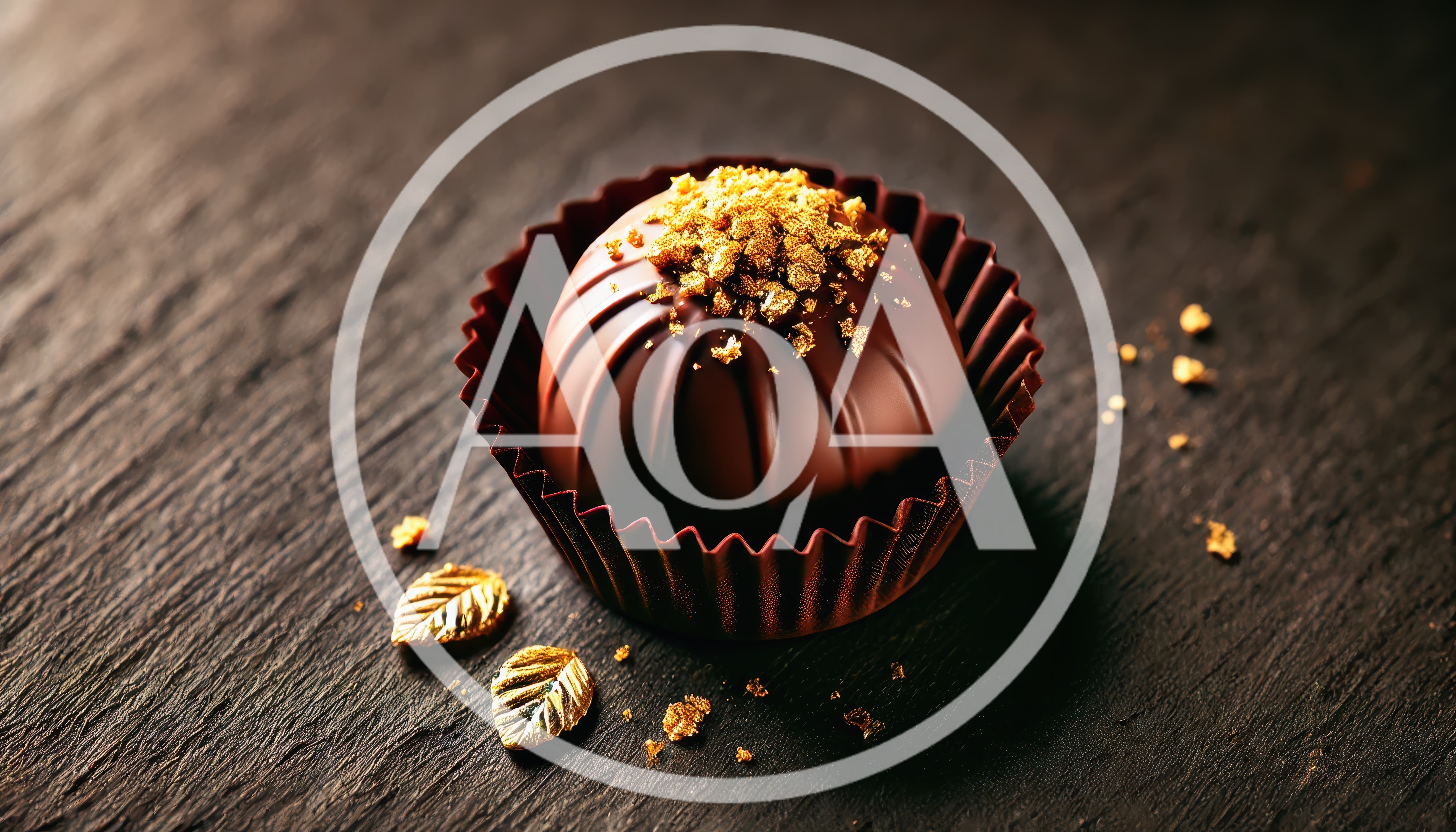 Single Gourmet Chocolate Truffle With Gold Leaf Garnish