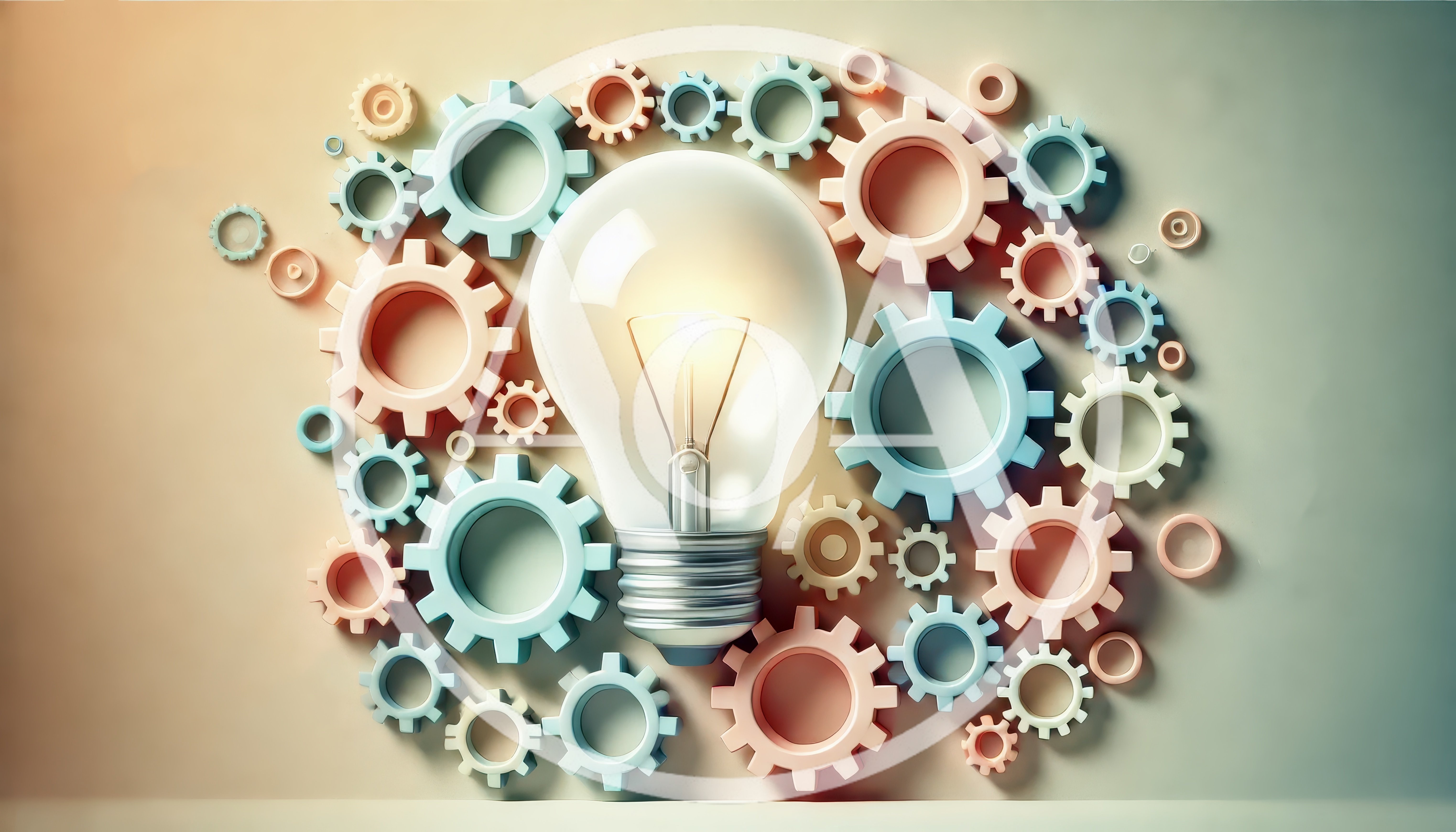 Light Bulb Surrounded By Interlocking Colorful Gears