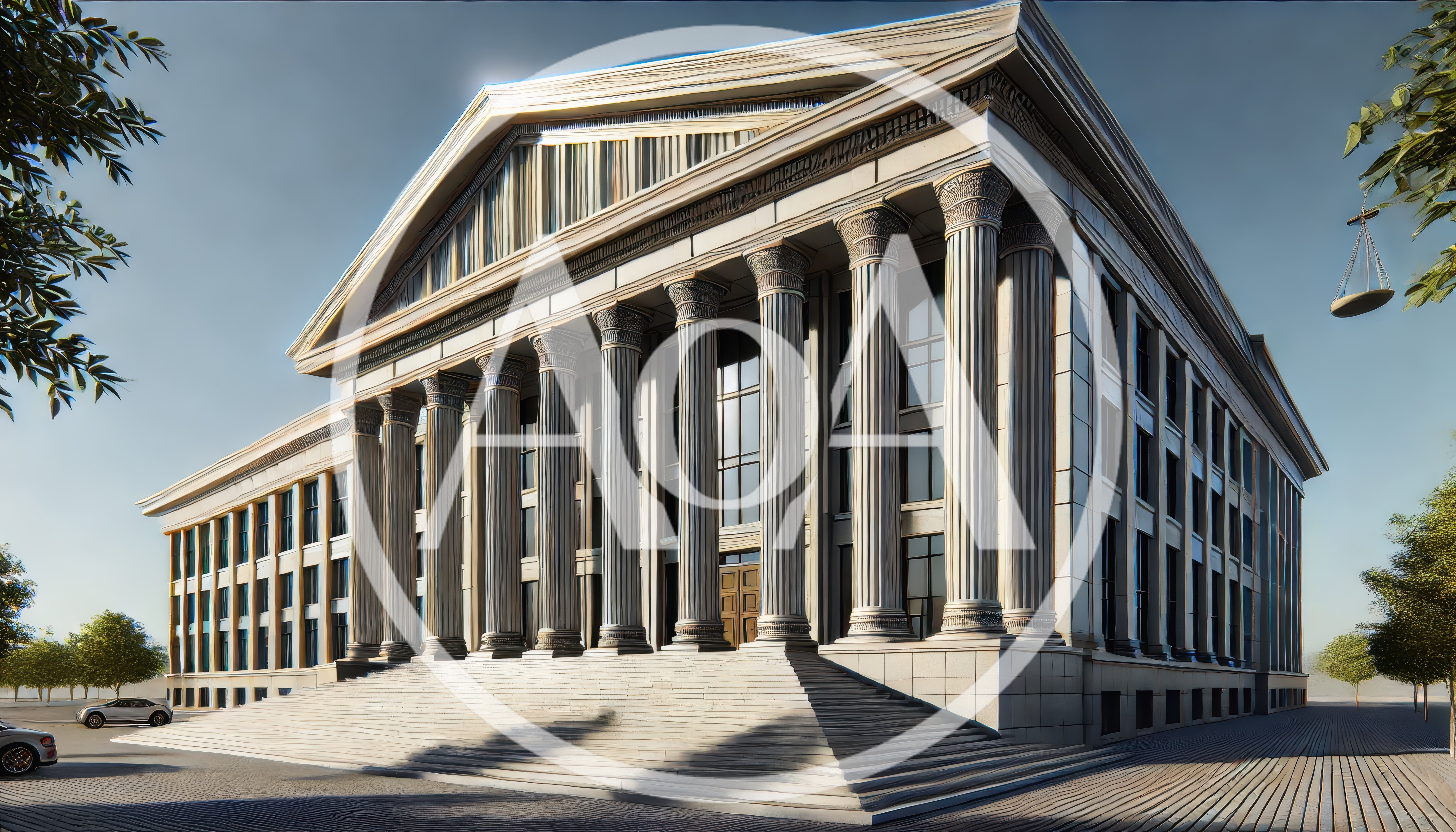 Neoclassical Courthouse Building With Scales Of Justice