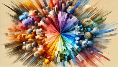 Abstract Color Wheel Explosion With Swirling Paint Textures