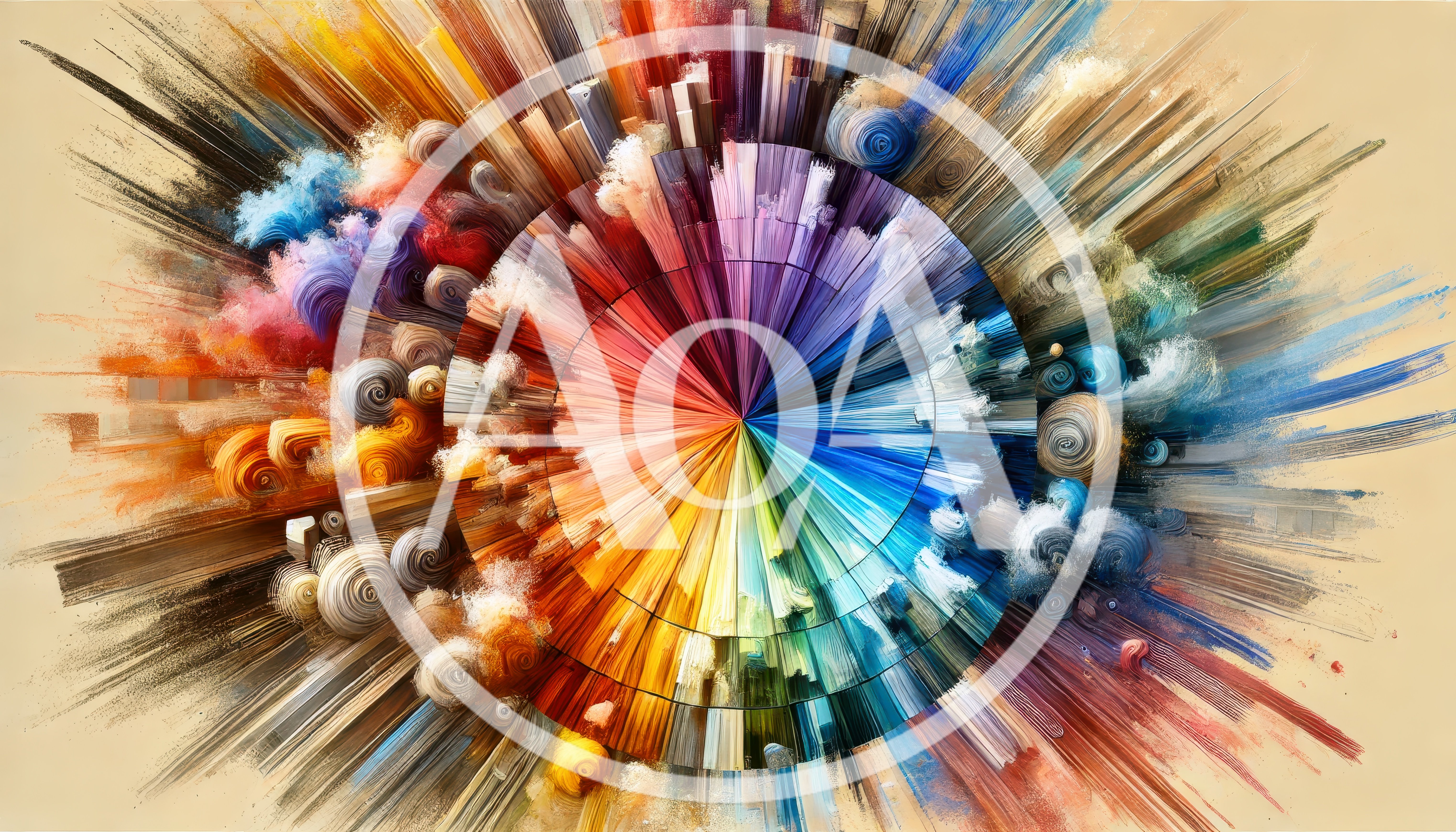 Abstract Color Wheel Explosion With Swirling Paint Textures