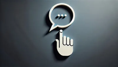 3D Metallic Hand Touching A Speech Bubble Icon