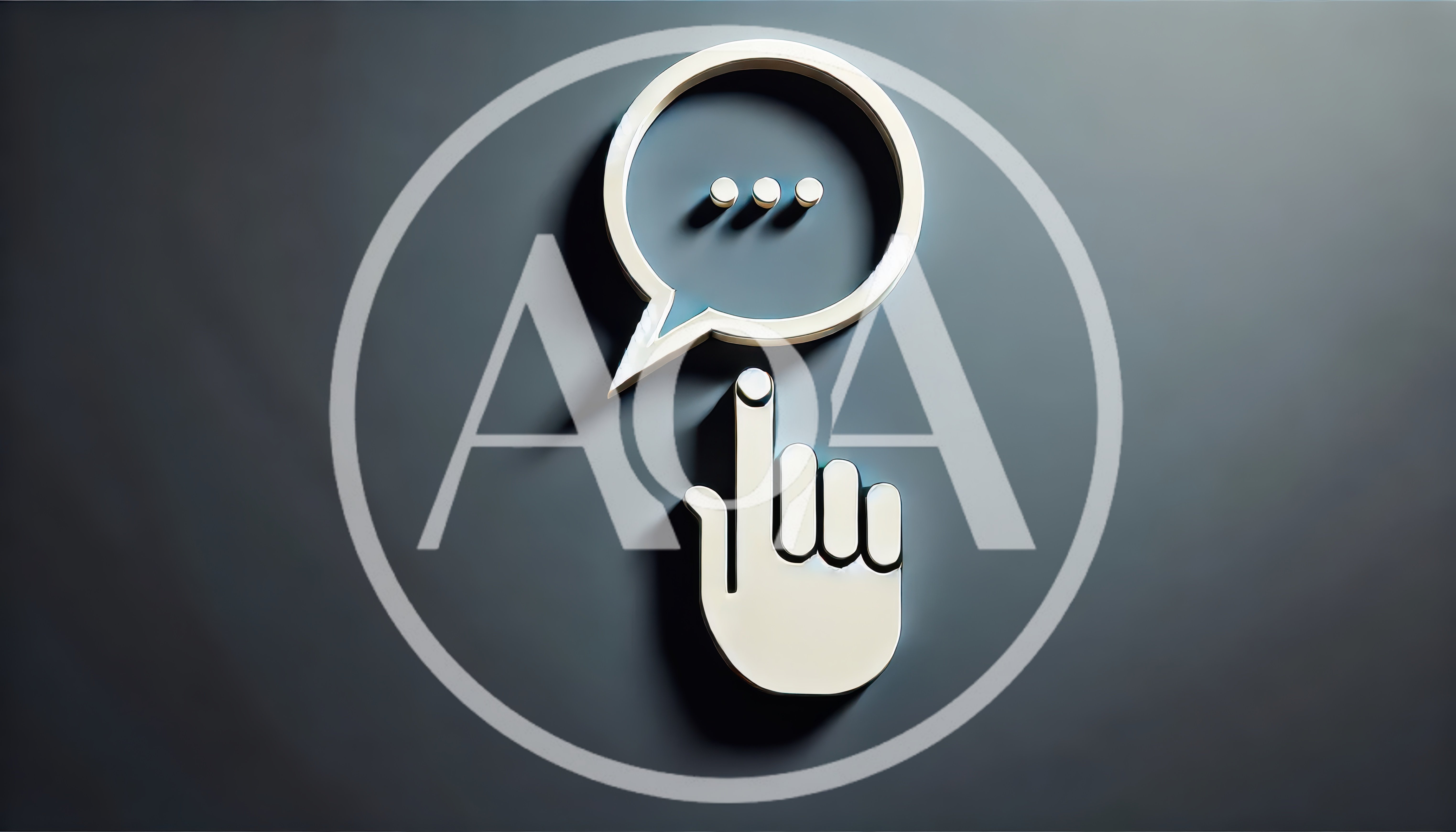 3D Metallic Hand Touching A Speech Bubble Icon